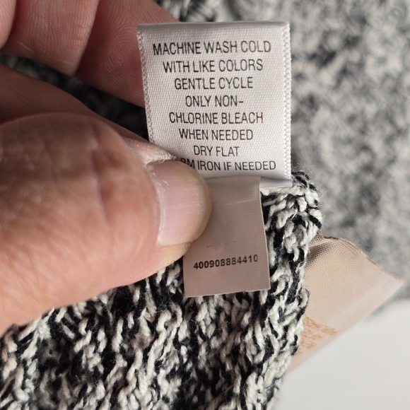 Dana Buchman Signature Sweater M Cowl Neck Black White Marled Knit Cotton Blend - Picture 5 of 9